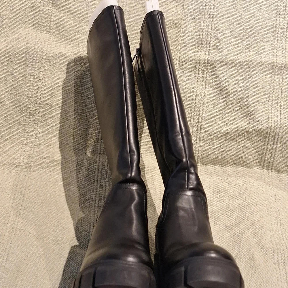 Nine West Kani clunky black stacked heeled knee boots 9M - Picture 2 of 10